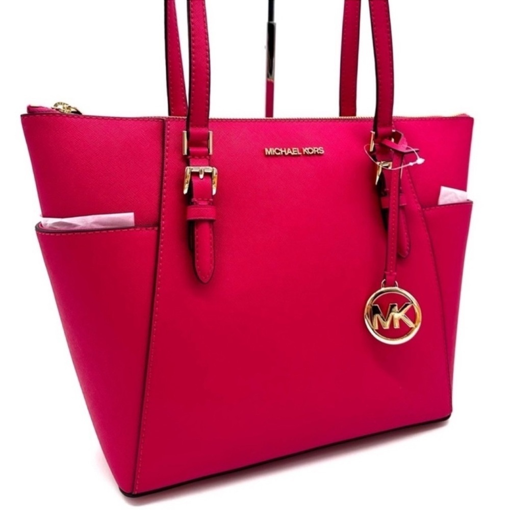 Michael Kors Large Charlotte Tote Bag Electric Pink - Picture 2 of 12